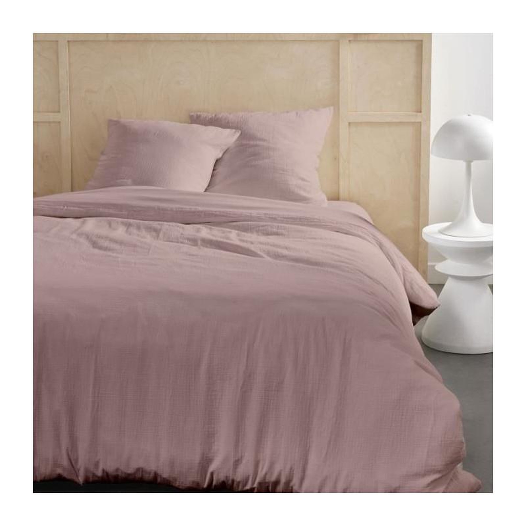 Today Parure de lit - TODAY - 123667 - 2 personnes - 260x240cm - Gaze de coton unie - Rose des sables