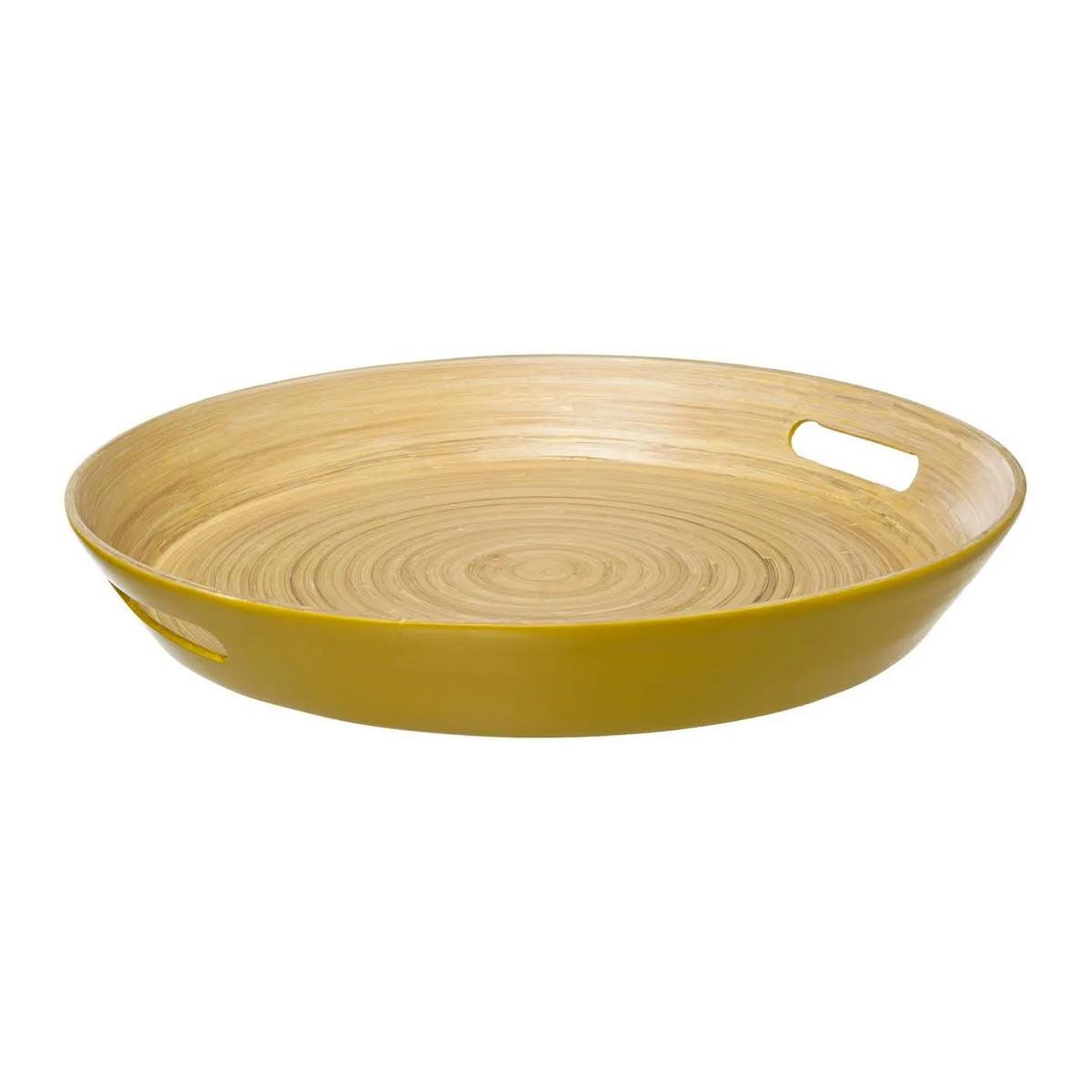 FIVE Plateau rond en bambou  modern  42cm moutarde