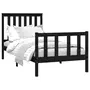 VIDAXL Cadre de lit avec tete de lit noir 90x200 cm bois de pin massif
