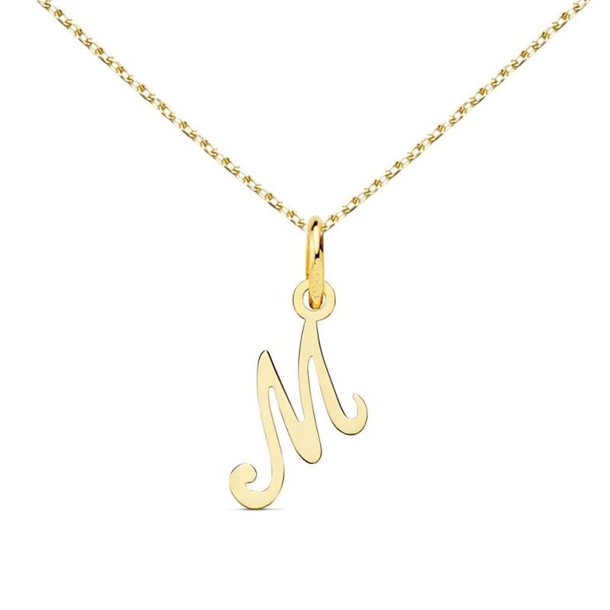 Voir la diapositive 1 : L'ATELIER D'AZUR Collier - Pendentif Lettre  M  Or 750/1000 - Chaine Dorée
