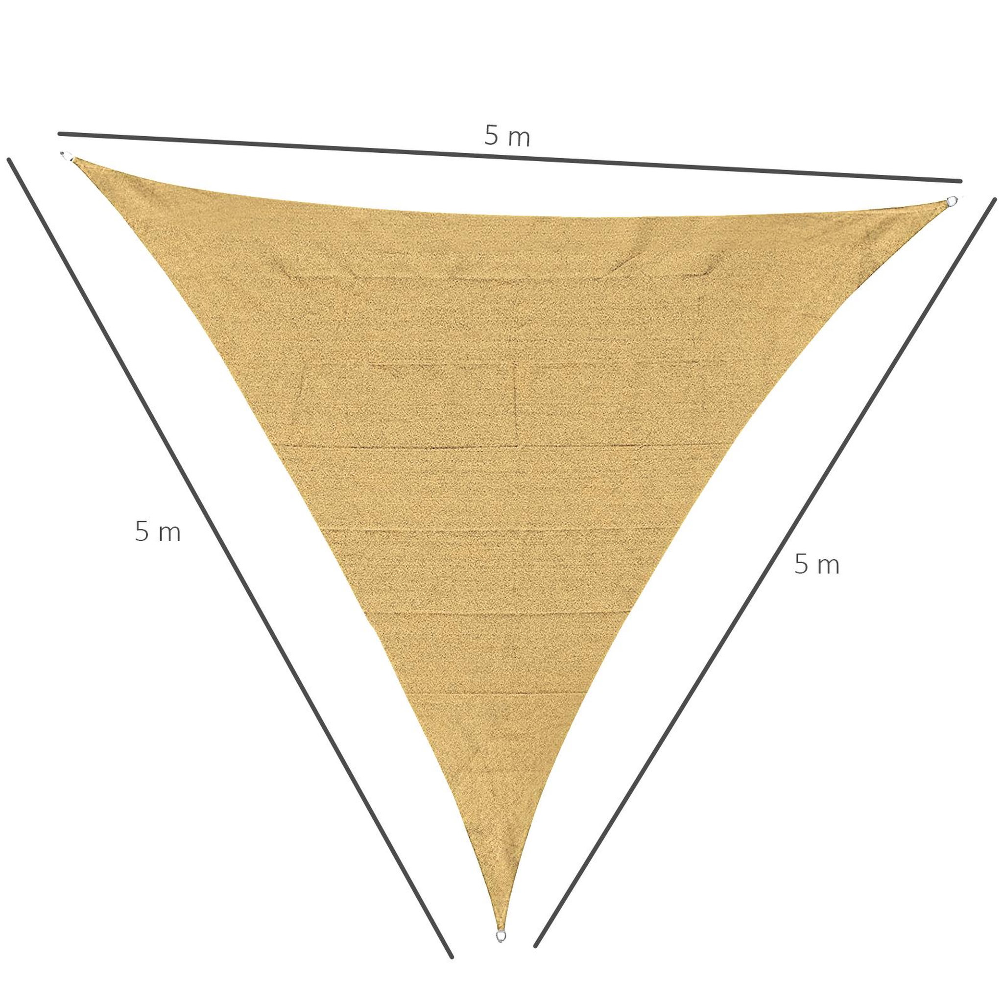 Voir la diapositive 3 : OUTSUNNY Voile d'ombrage triangulaire grande taille 5 x 5 x 5 m polyéthylène haute densité résistant aux UV sable