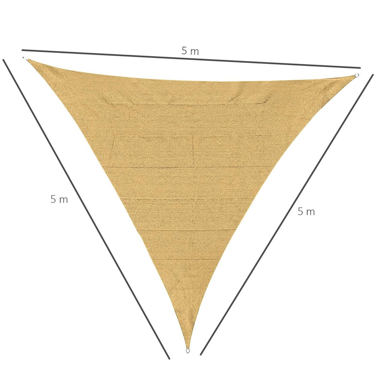 OUTSUNNY Voile d'ombrage triangulaire grande taille 5 x 5 x 5 m polyéthylène haute densité résistant aux UV sable