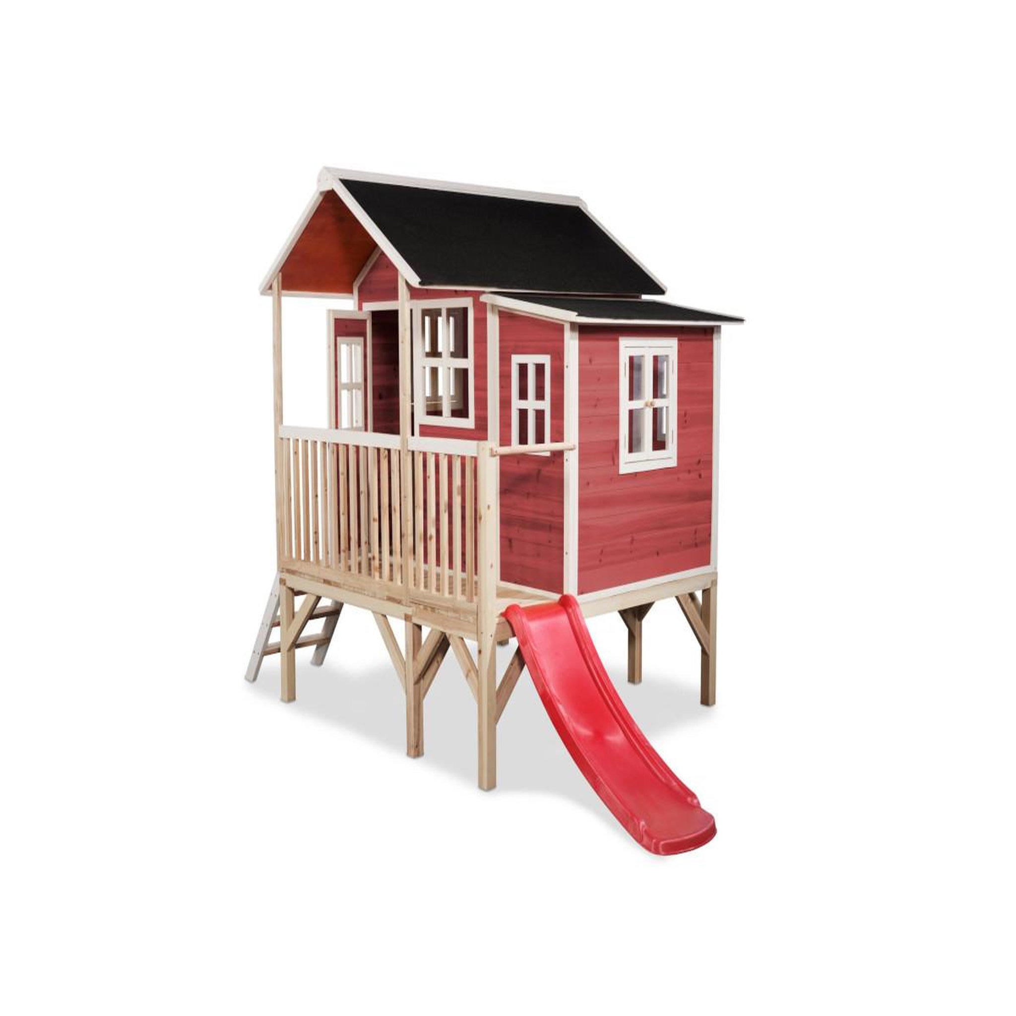 Voir la diapositive 2 : EXIT TOYS Maisonnette en bois pour enfants loft 350 rouge - exit toys