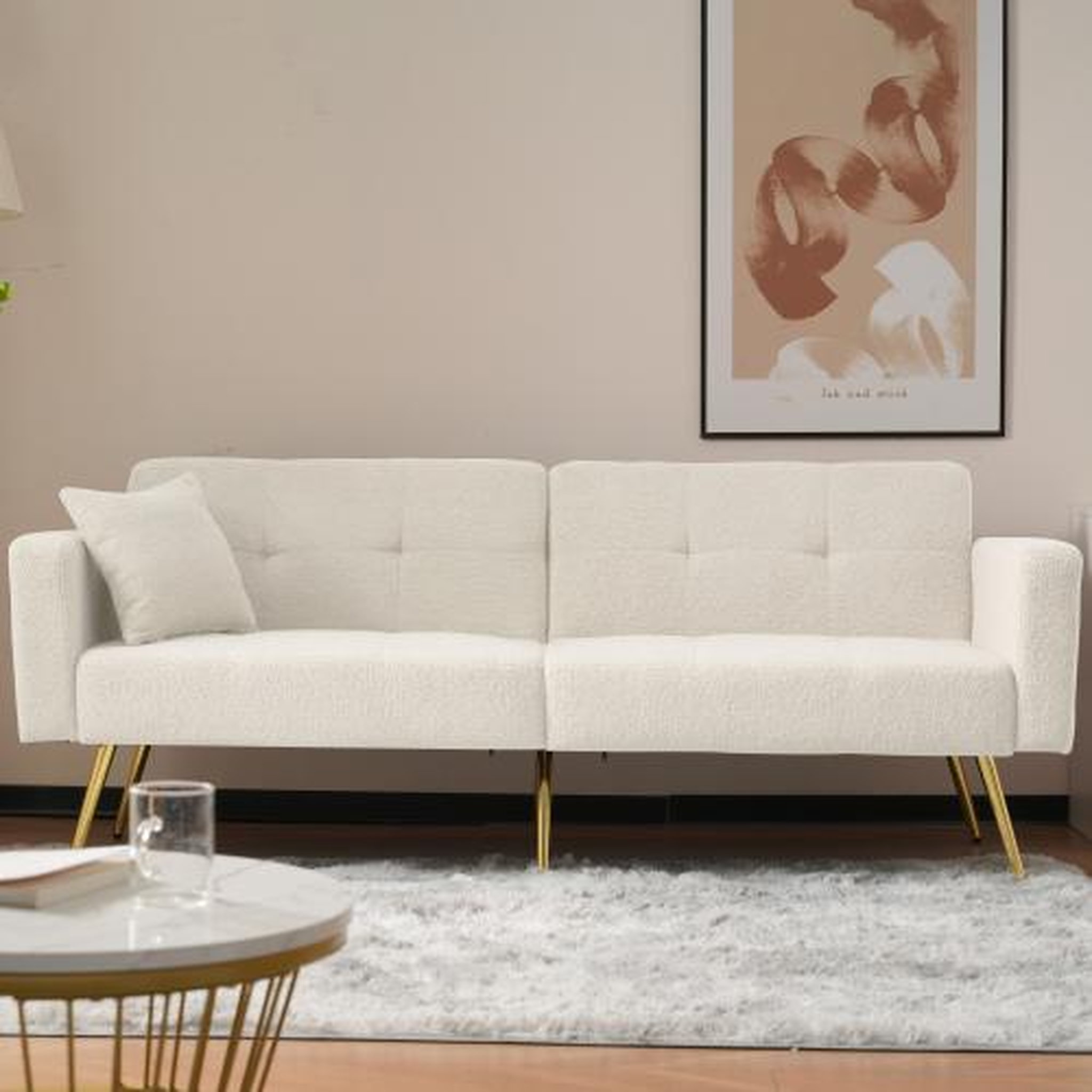 Voir la diapositive 4 : MERAX Canapé droit convertible 2 places tissu