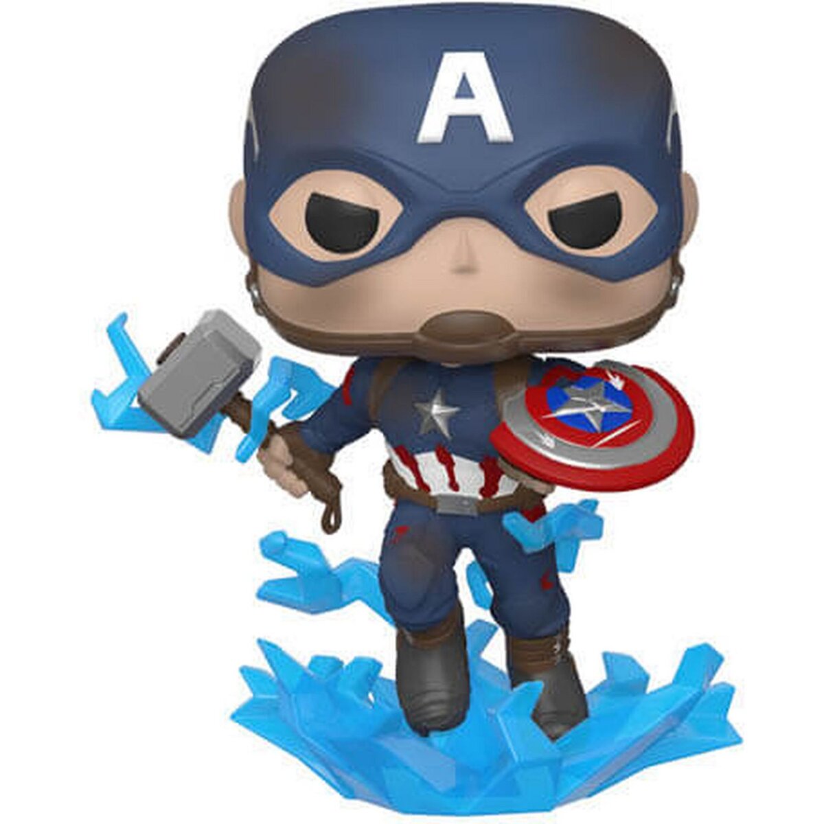 Figurine Pop Captain America avec Bouclier cassé et Mjolnir Marvel