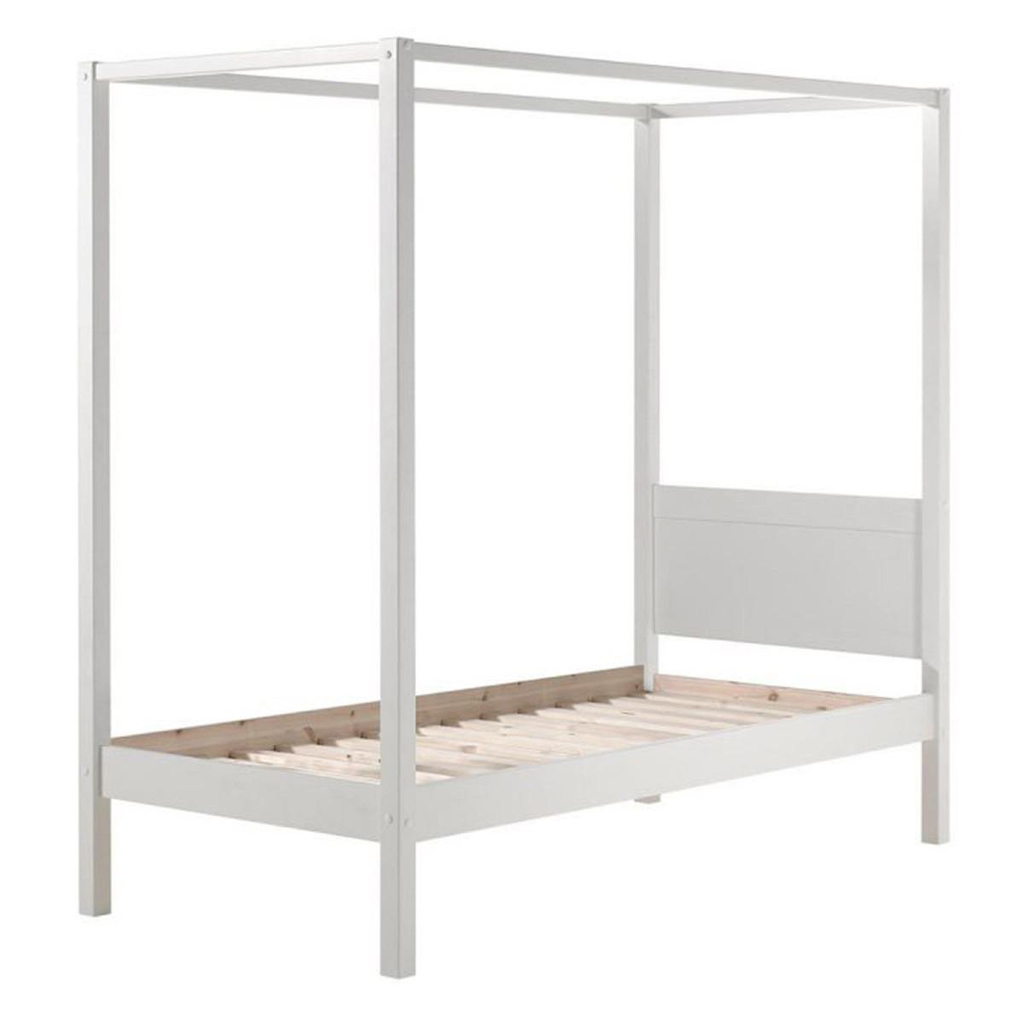 Paris Prix Lit enfant à baldaquin & voile  pino  90x200cm blanc & rose