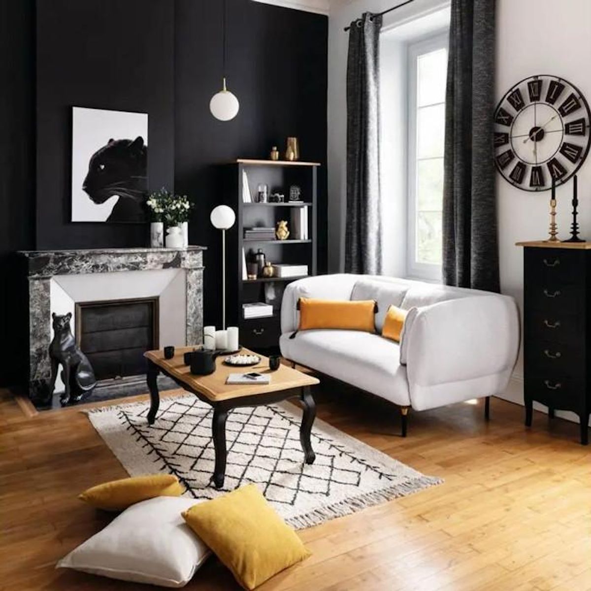 ATMOSPHERA Table Basse Design  Chrysa  110cm Noir & Naturel