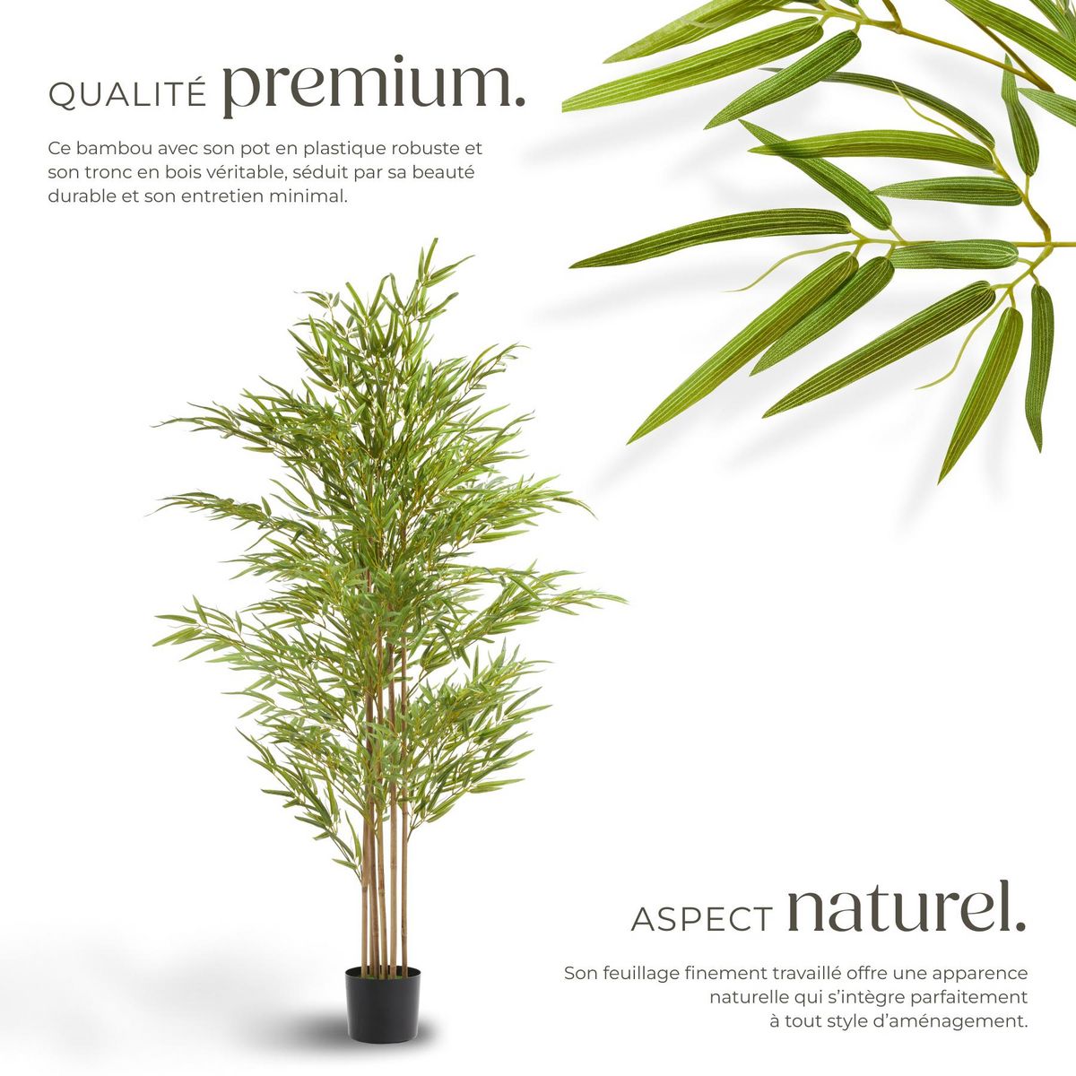 tectake Arbre en bambou artificiel design très réaliste vert