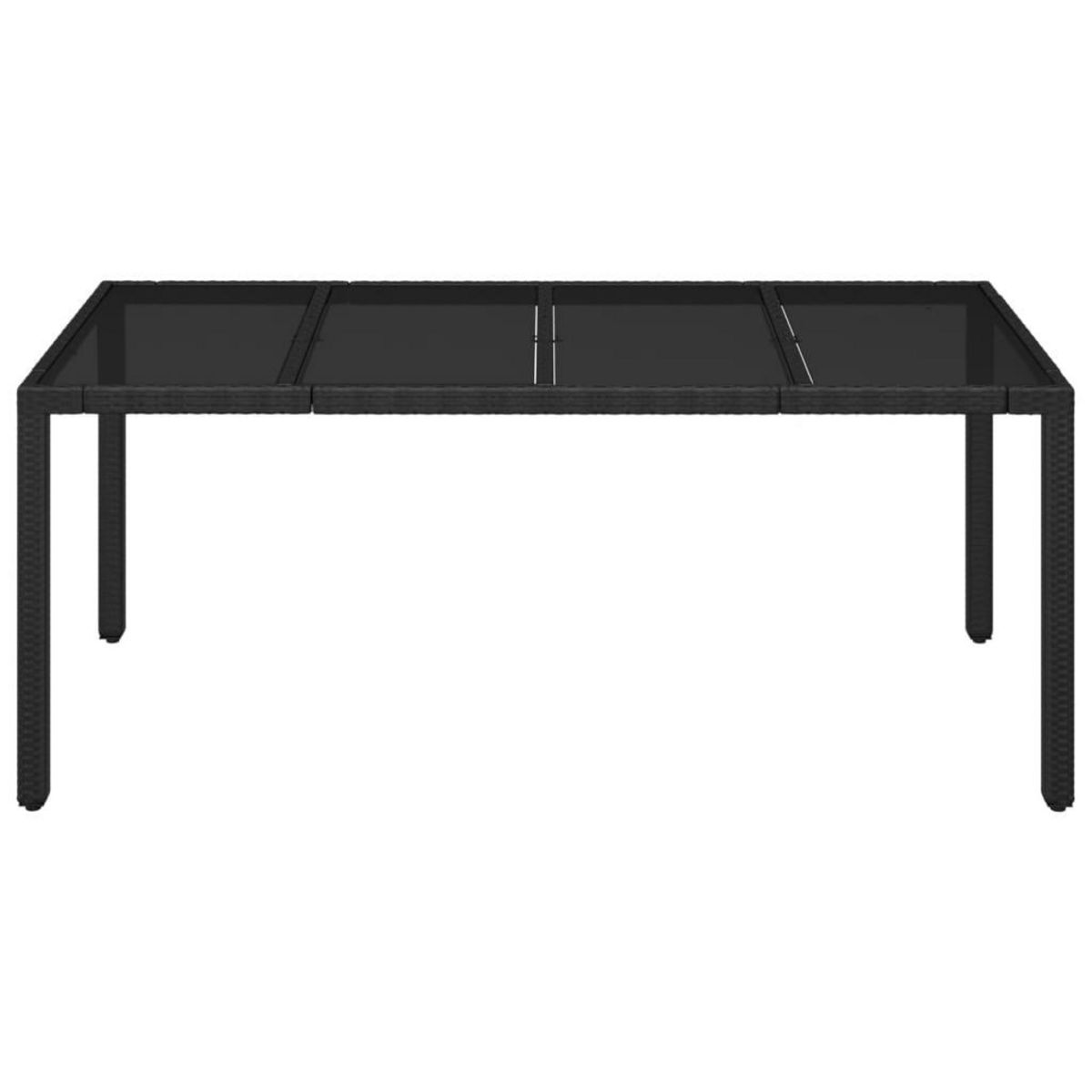 VIDAXL Table de jardin dessus en verre Noir 190x90x75cm Resine tressee