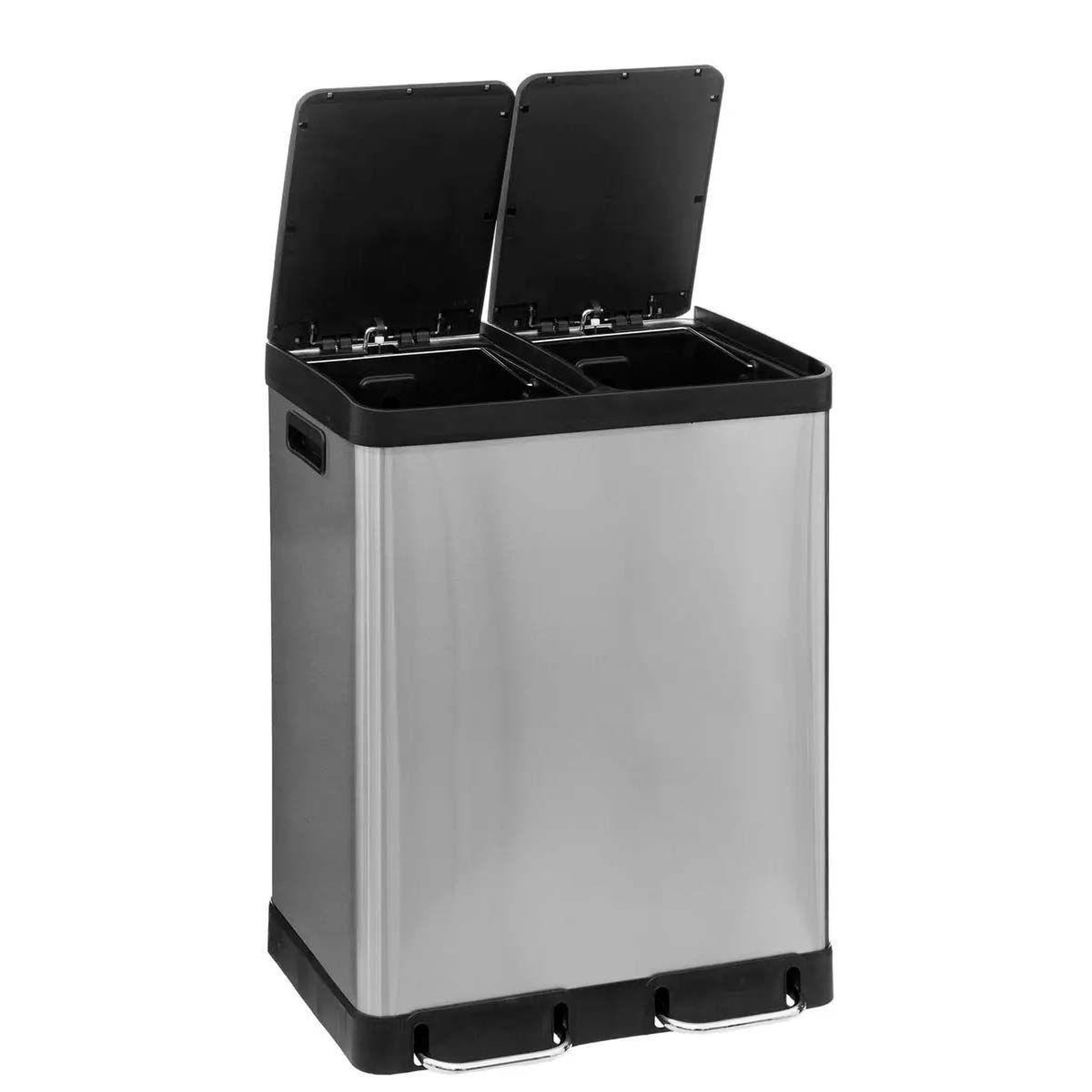 Voir la diapositive 2 : FIVE Poubelle de tri 2 bacs en inox  ariane  30l argent