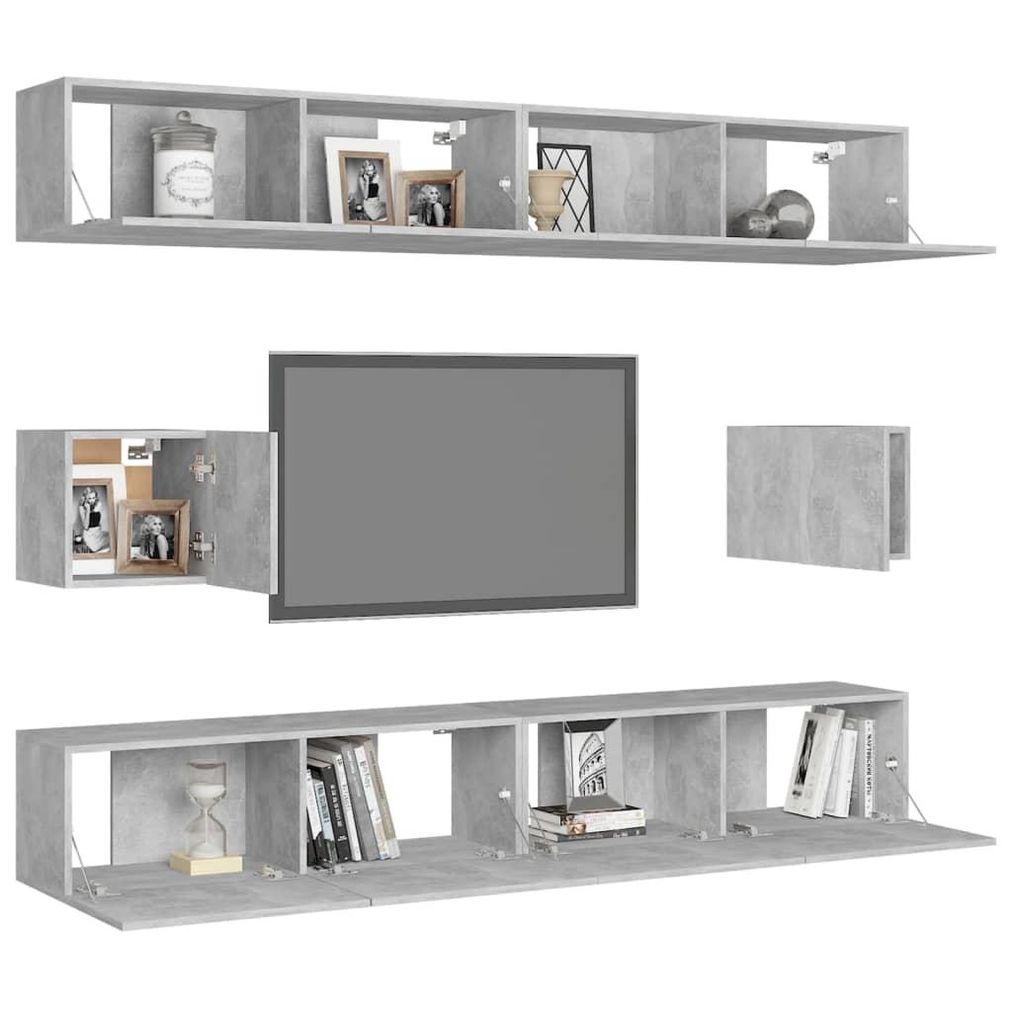 Voir la diapositive 3 : VIDAXL Ensemble de meubles TV 6 pcs Gris beton Bois d'ingenierie