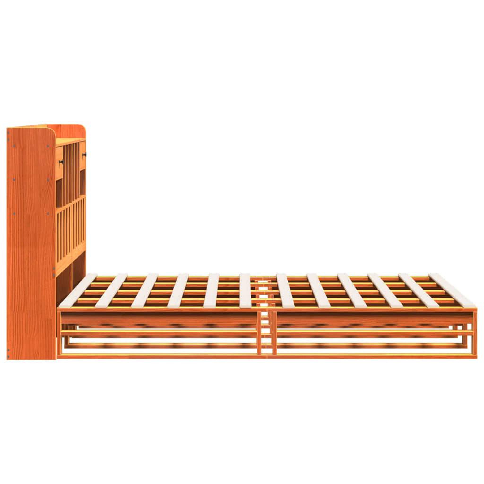 Voir la diapositive 5 : VIDAXL Lit bibliotheque sans matelas cire marron 160x200 cm pin massif