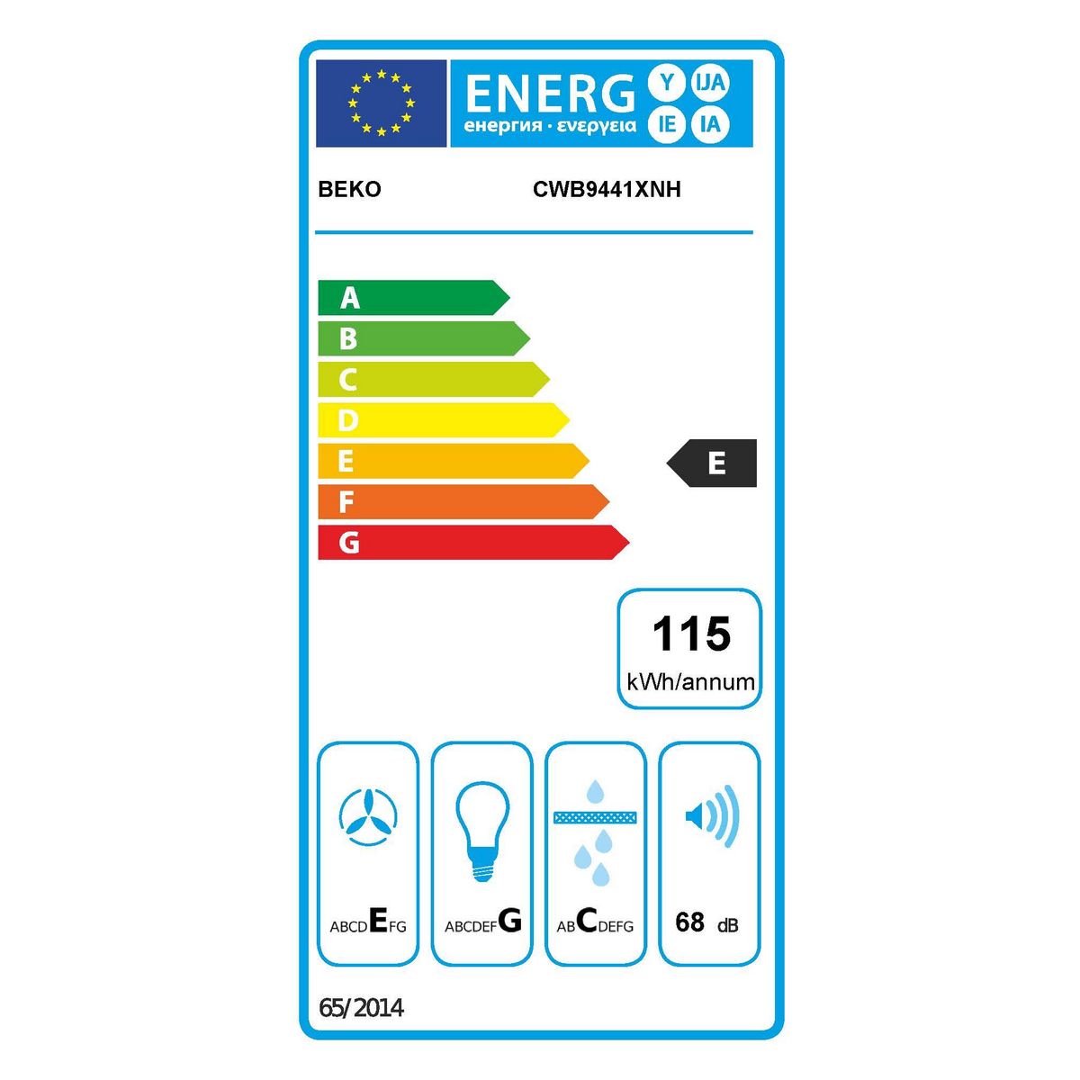 Beko Hotte décorative murale 90cm 400m3/h - cwb9441xnh inox