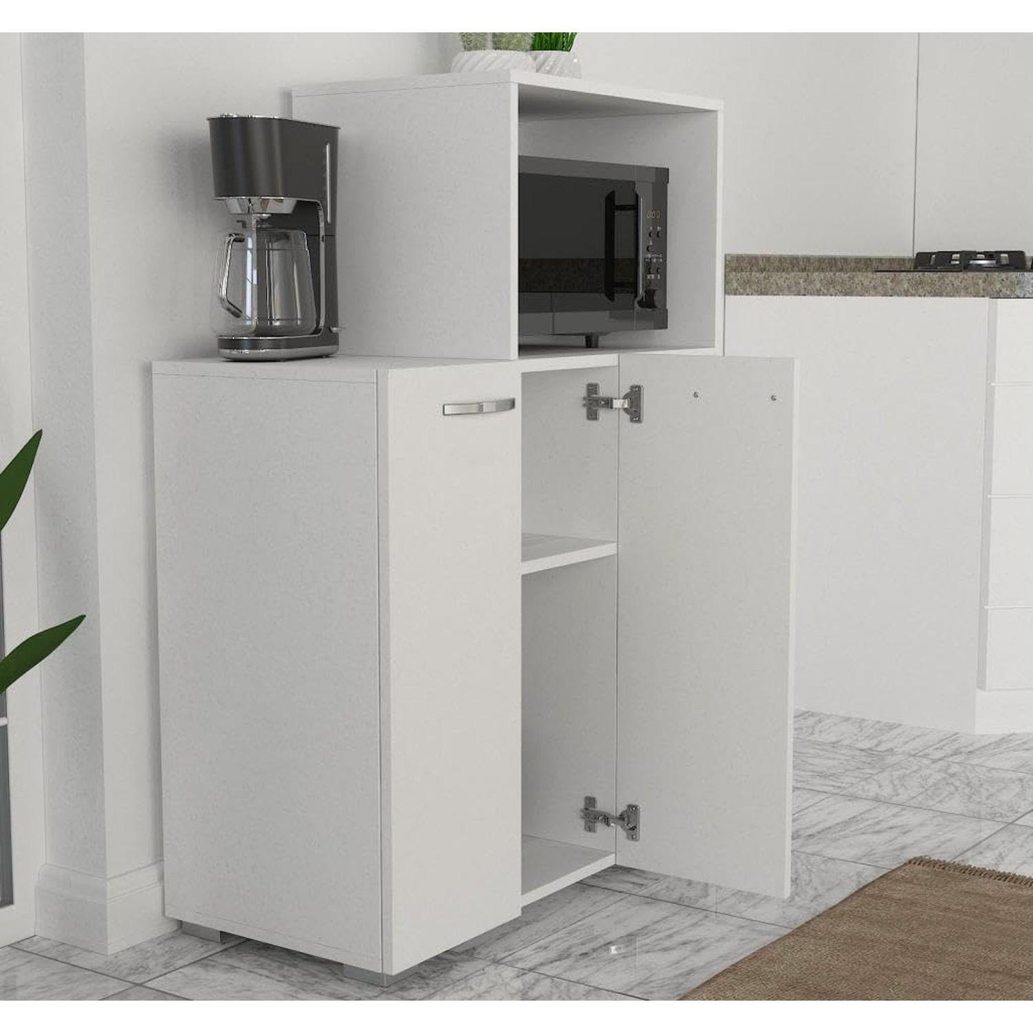 Voir la diapositive 6 : TOILINUX Meuble de rangement cuisine avec niche micro-ondes - blanc