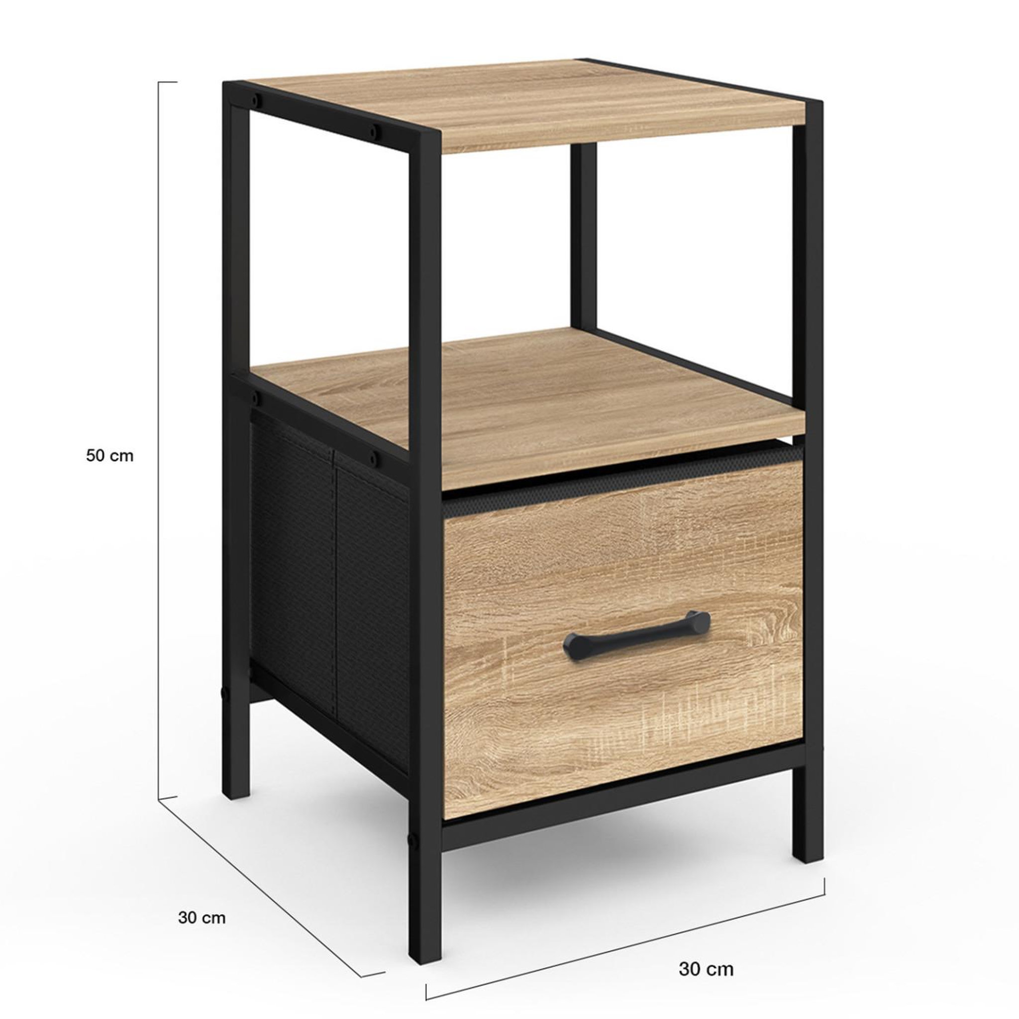 Voir la diapositive 4 : ID MARKET Lot de 2 tables de chevet utah 1 tiroir et 1 niche