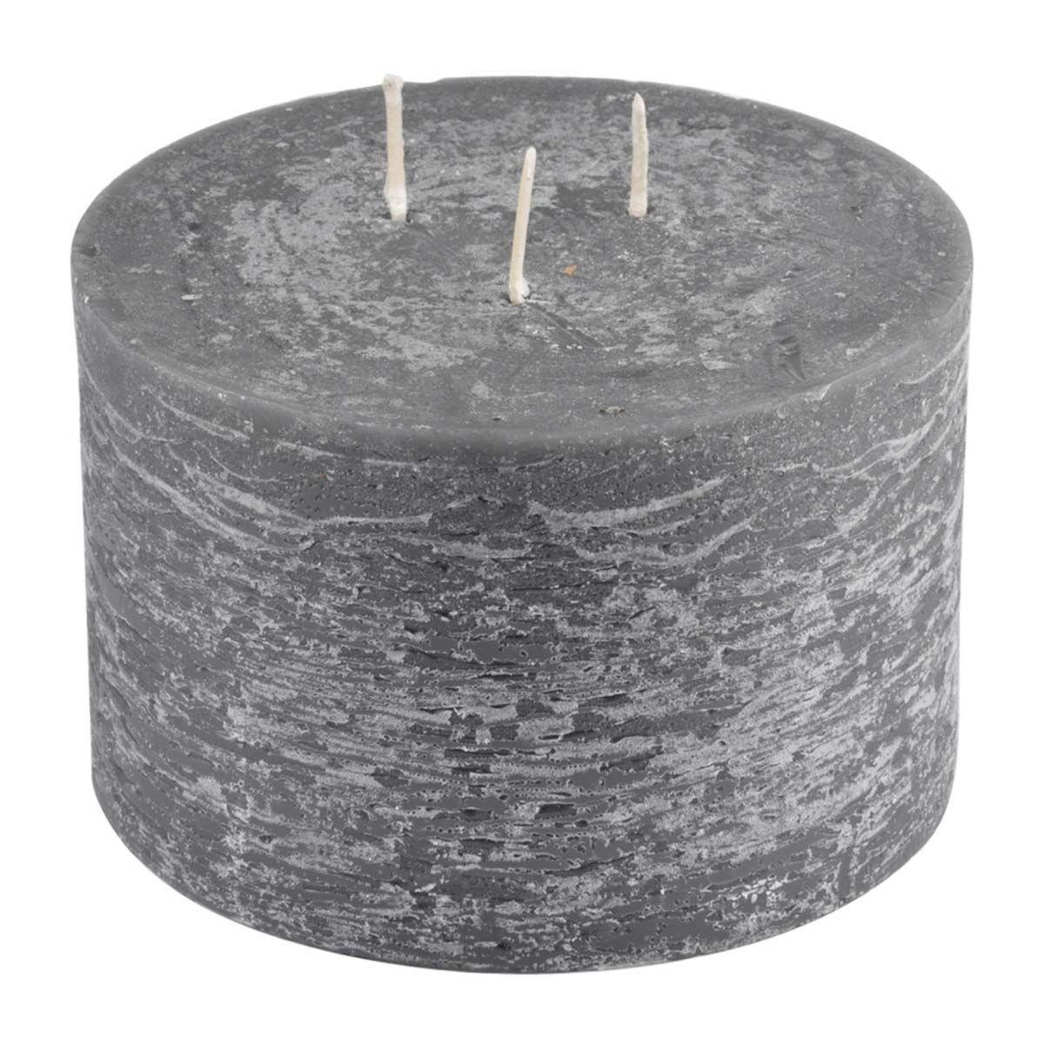 HOMEA Bougie déco 3 mèches  rustique  12cm anthracite