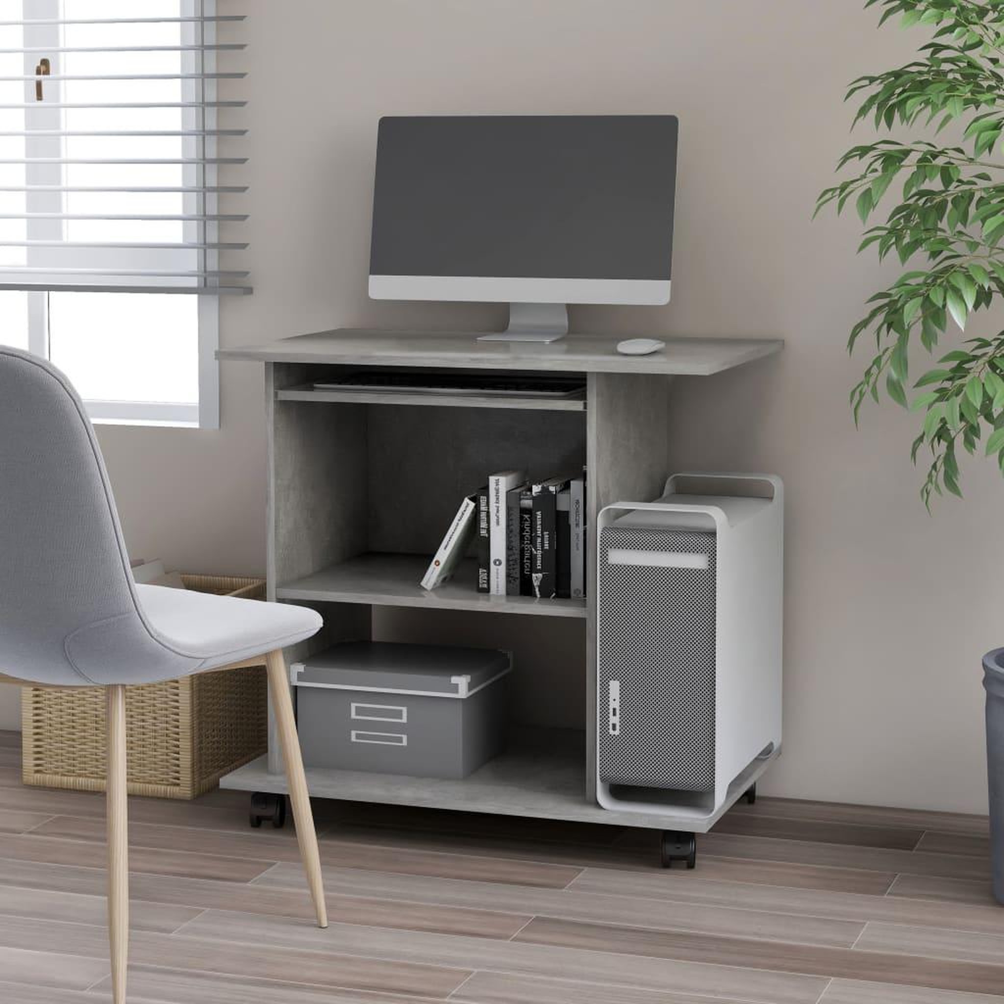 Voir la diapositive 1 : VIDAXL Bureau d'ordinateur Gris beton 80x50x75 cm Bois d'ingenierie