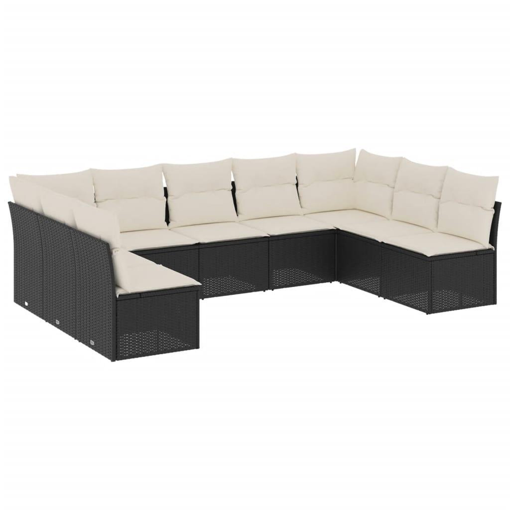 Voir la diapositive 2 : VIDAXL Salon de jardin 9 pcs avec coussins noir resine tressee