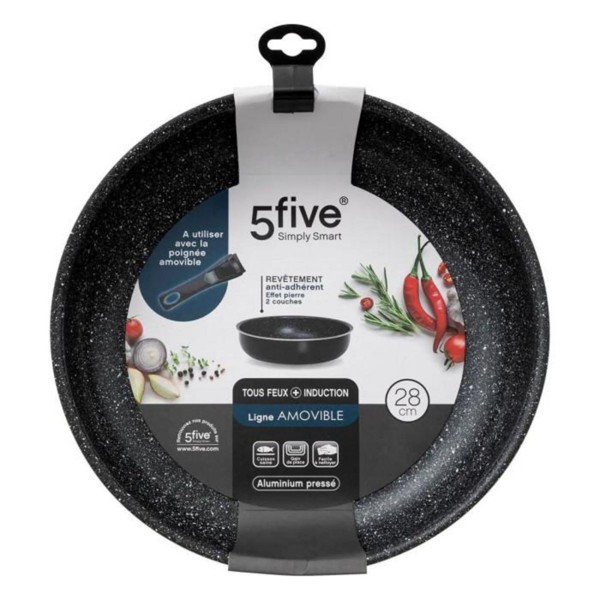 FIVE Sauteuse en Aluminium  Amovible  28cm Noir