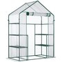 Voir la diapositive 1 : OUTSUNNY Serre de jardin 6 étagères - dim. 142L x 73l x 195H cm - porte - acier thermolaqué PVC haute densité anti-UV - transparent vert