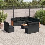 VIDAXL Salon de jardin 12 pcs avec coussins noir resine tressee