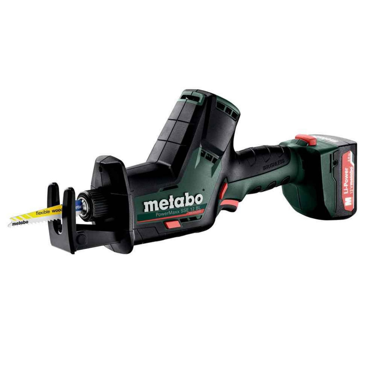 METABO SAS Scie sabre 12 V SSE 12 BL - 2 x 2,0 Ah Li-Power, SC30, coffret Metabox