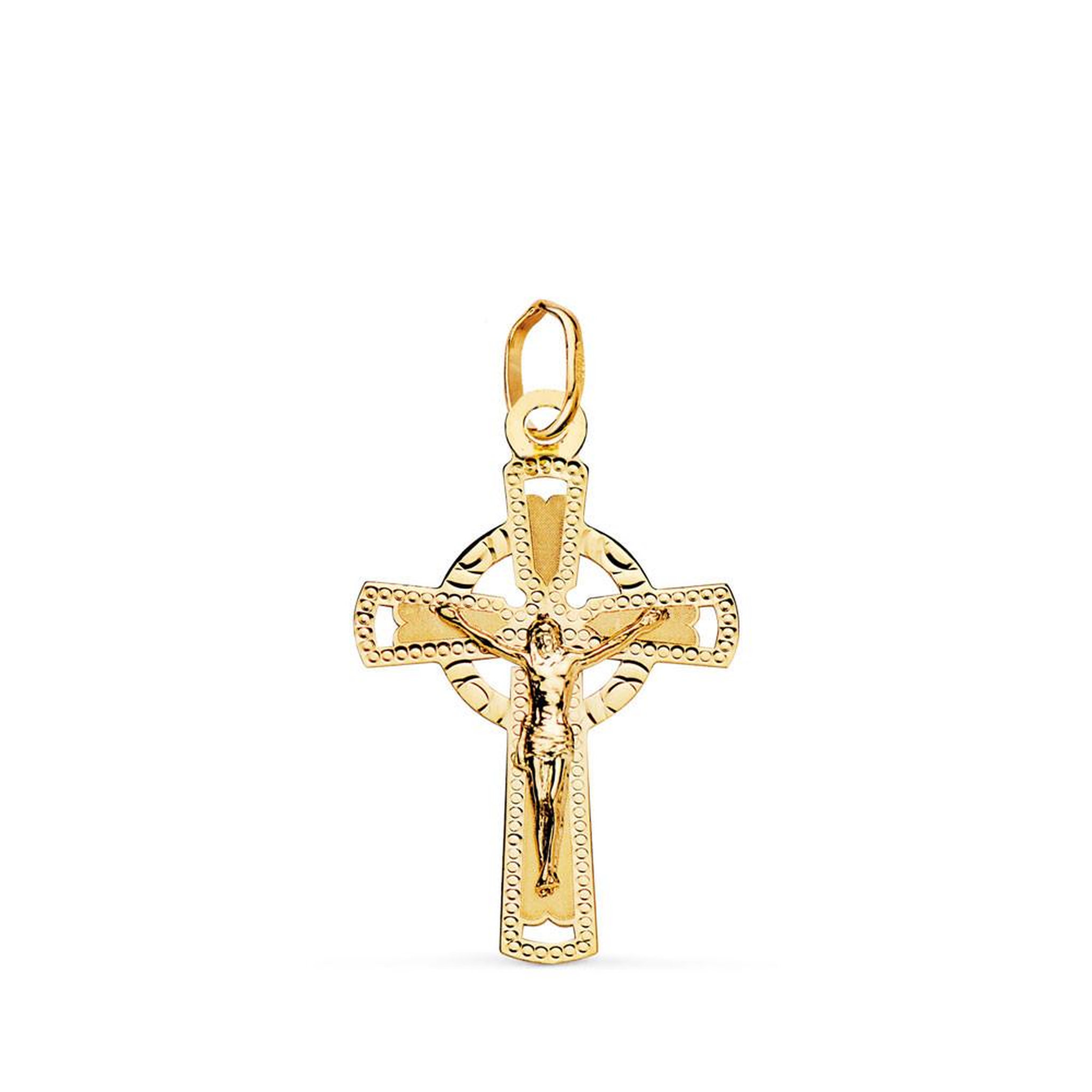 L'ATELIER D'AZUR Pendentif  - Médaille Christ sur la Croix Or 18 Carats 750 Jaune - Chaines Offertes