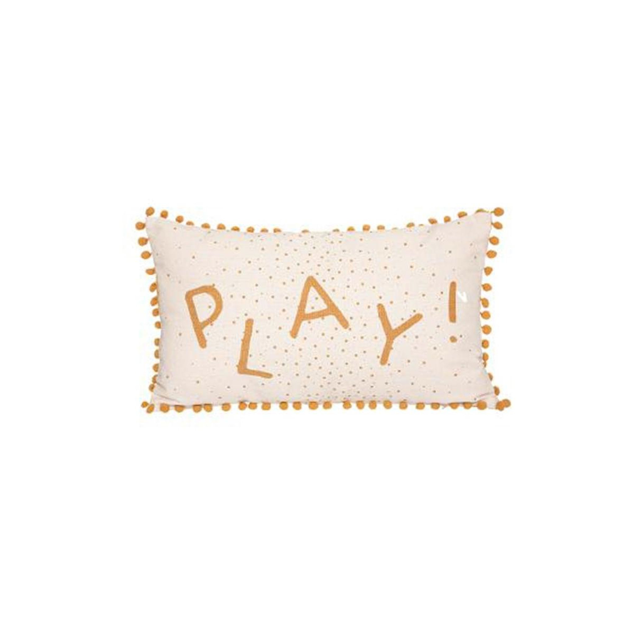 Voir la diapositive 1 : Atmosphera Kids Coussin déco enfant  pompons  30x50cm ocre