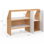Voir la diapositive 5 : ID MARKET Ensemble étagère 2 niveaux + armoire 2 portes sous pente TOMI hêtre et blanc