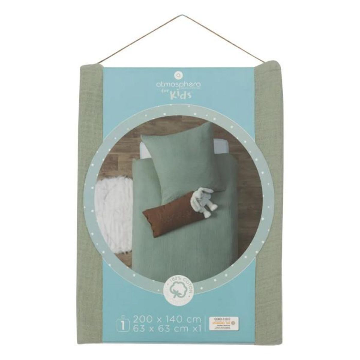 Atmosphera Kids Parure de Lit 2 Pièces  Milo  140x200 Vert