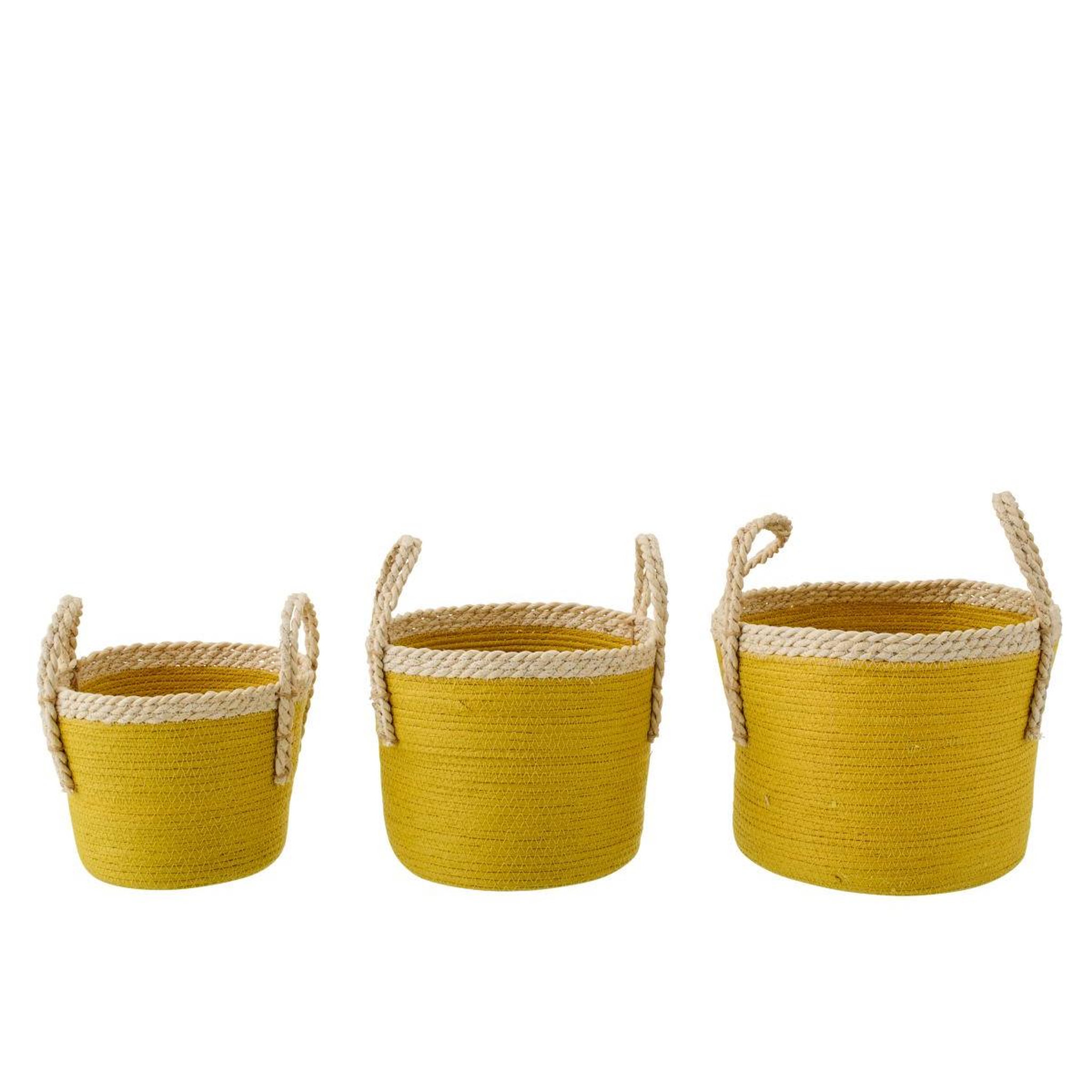 Voir la diapositive 3 : J-LINE Lot de 3 paniers de rangement  issac  29cm moutarde