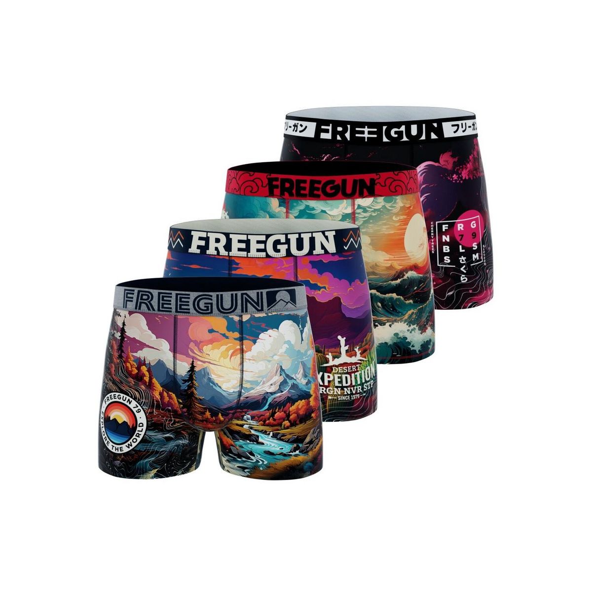 FREEGUN Lot de 4 boxers homme Vibrant