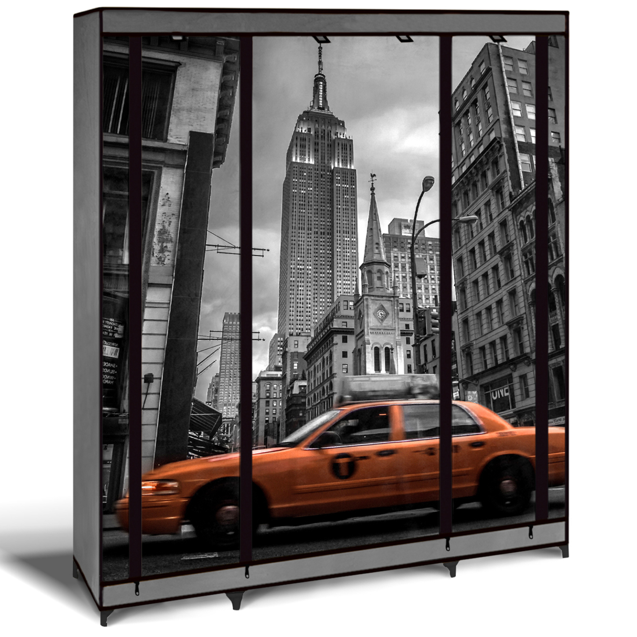 ID MARKET Armoire de rangement penderie pliable vêtements en tissu new-york dressing xxl