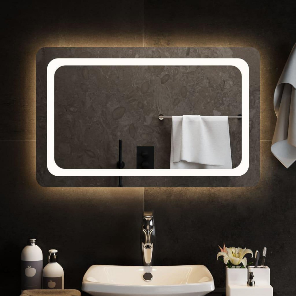 VIDAXL Miroir de salle de bain a LED 80x50 cm