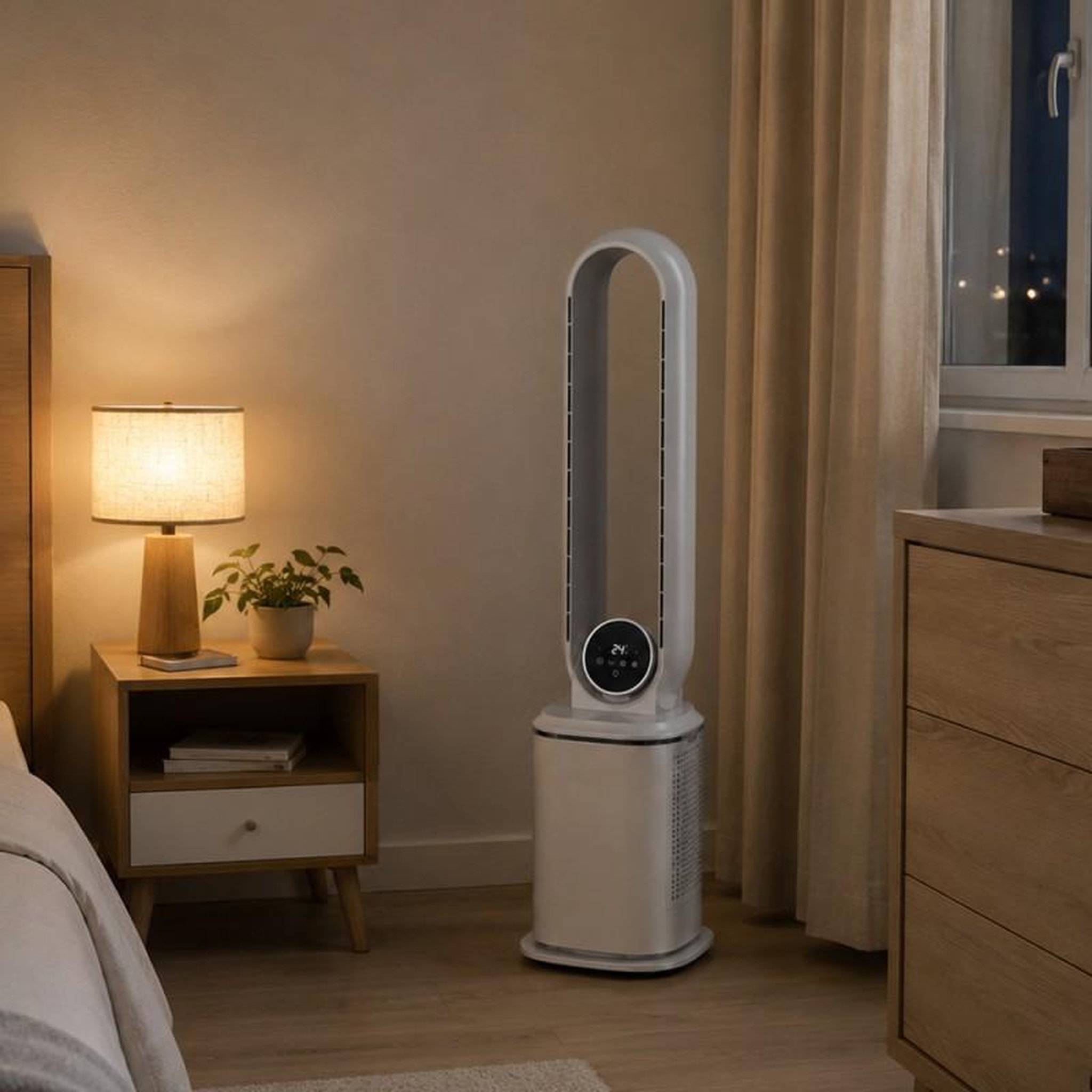 Voir la diapositive 3 : Ventilateur colonne sans pales- 12 vitesses - jusqu'à 30 m² - silencieux