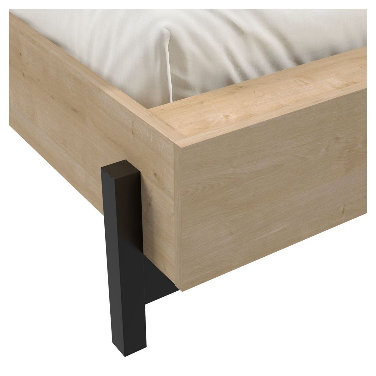 Lit double 140x190 cm avec tête esprit industriel DOWNTOWN