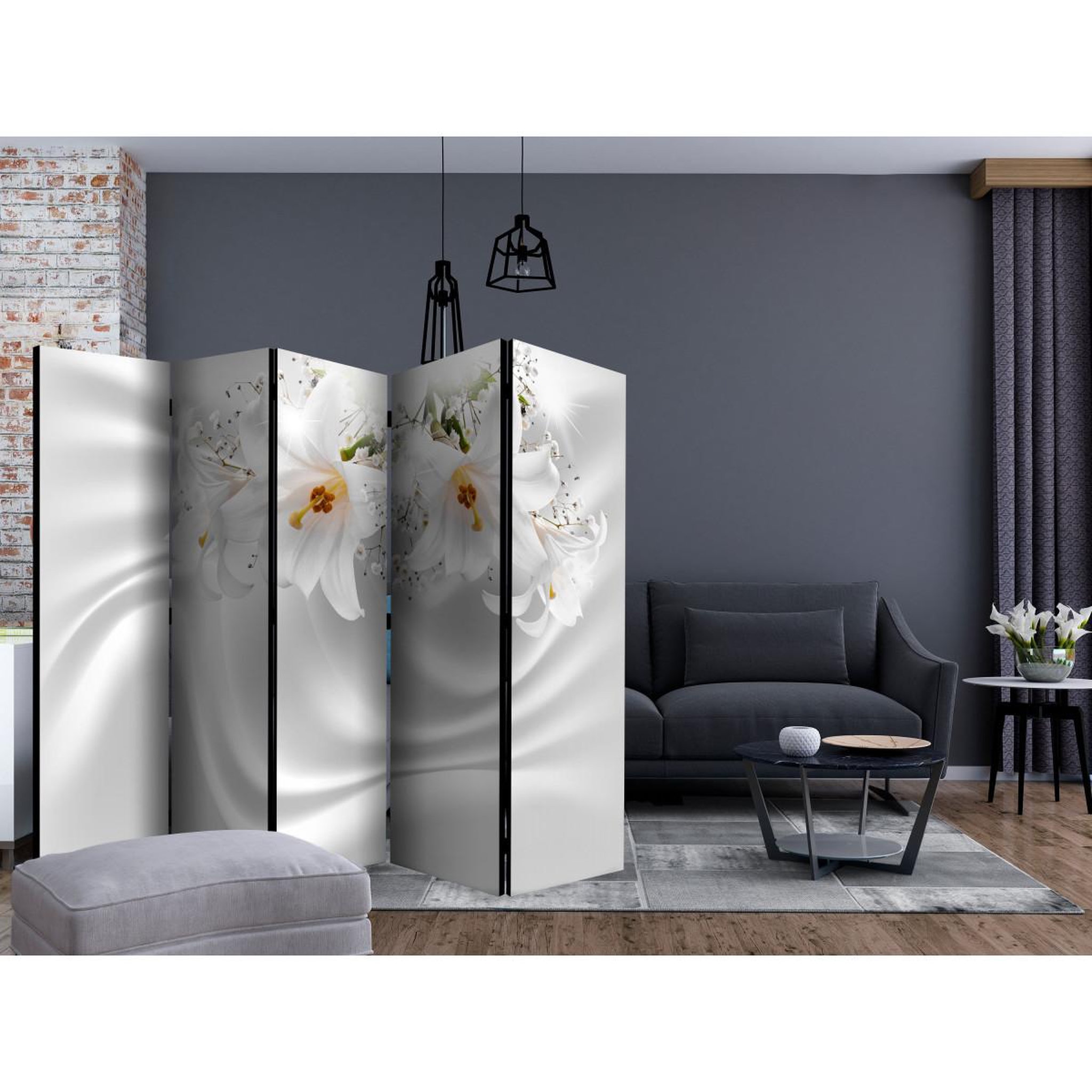 Voir la diapositive 2 : Paris Prix Paravent 5 volets  royal whiteness  172x225cm
