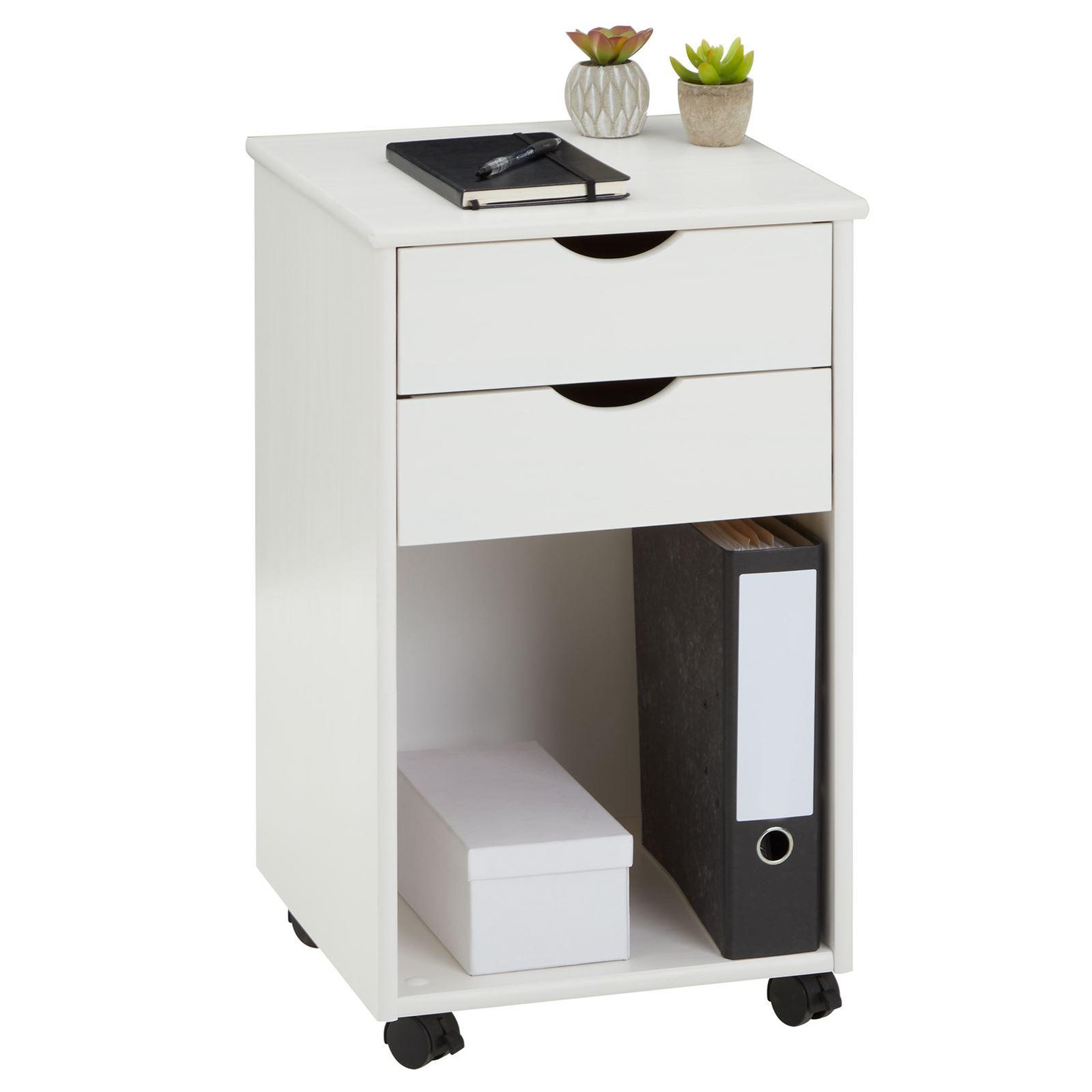 Voir la diapositive 1 : IDIMEX Caisson de bureau sur roulettes KANO, avec 2 tiroirs, en pin massif