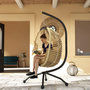 Voir la diapositive 2 : OUTSUNNY Fauteuil oeuf suspendu balancelle pliable avec coussin et support