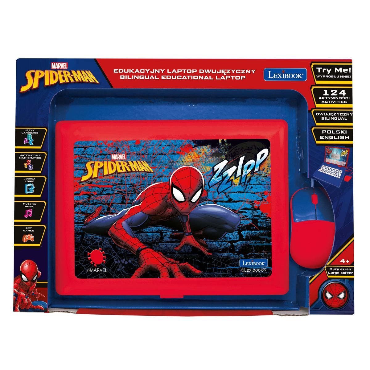 Lexibook Ordinateur portable éducatif bilingue Spiderman (EN/PL)