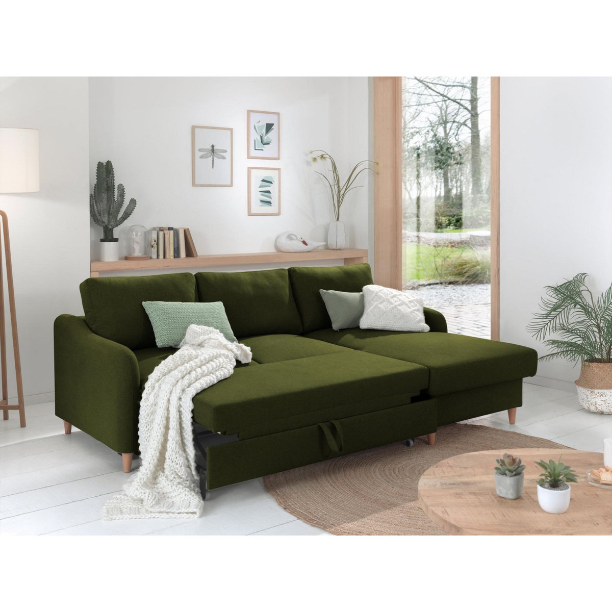 LISA DESIGN Will - canapé d'angle droit - convertible avec coffre - 4 places - en tissu