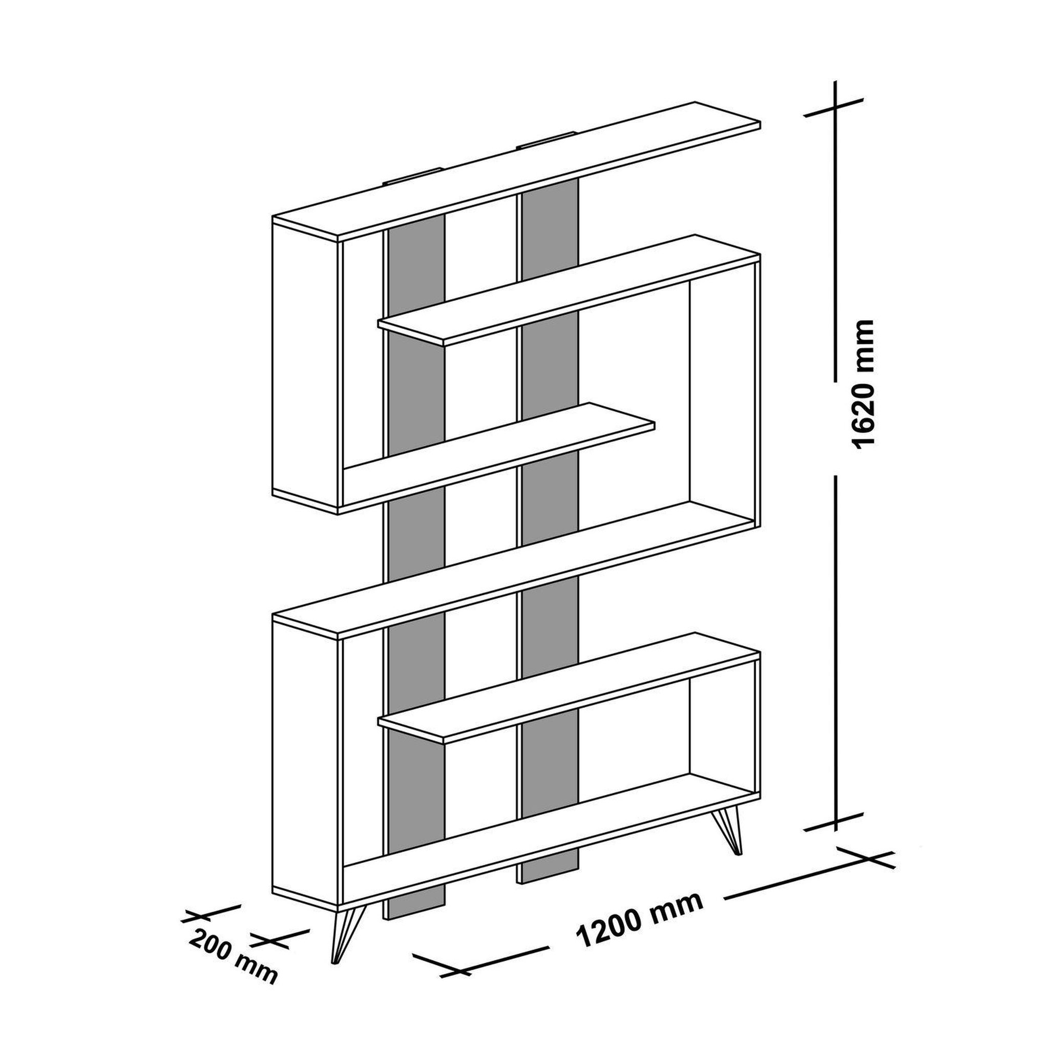 Voir la diapositive 4 : TOILINUX Etagère bibliothèque design scandinave Rain - L. 120 x H. 162 cm - Blanc