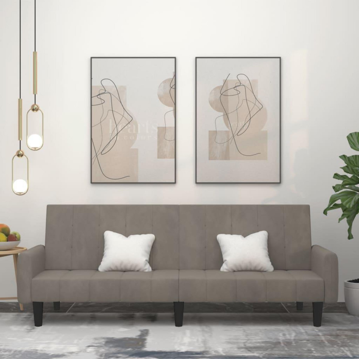 VIDAXL Canape-lit a 2 places gris clair velours