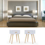 Voir la diapositive 5 : ID MARKET Lot de 2 tables de chevet EIYA scandinaves 1 tiroir bois blanc