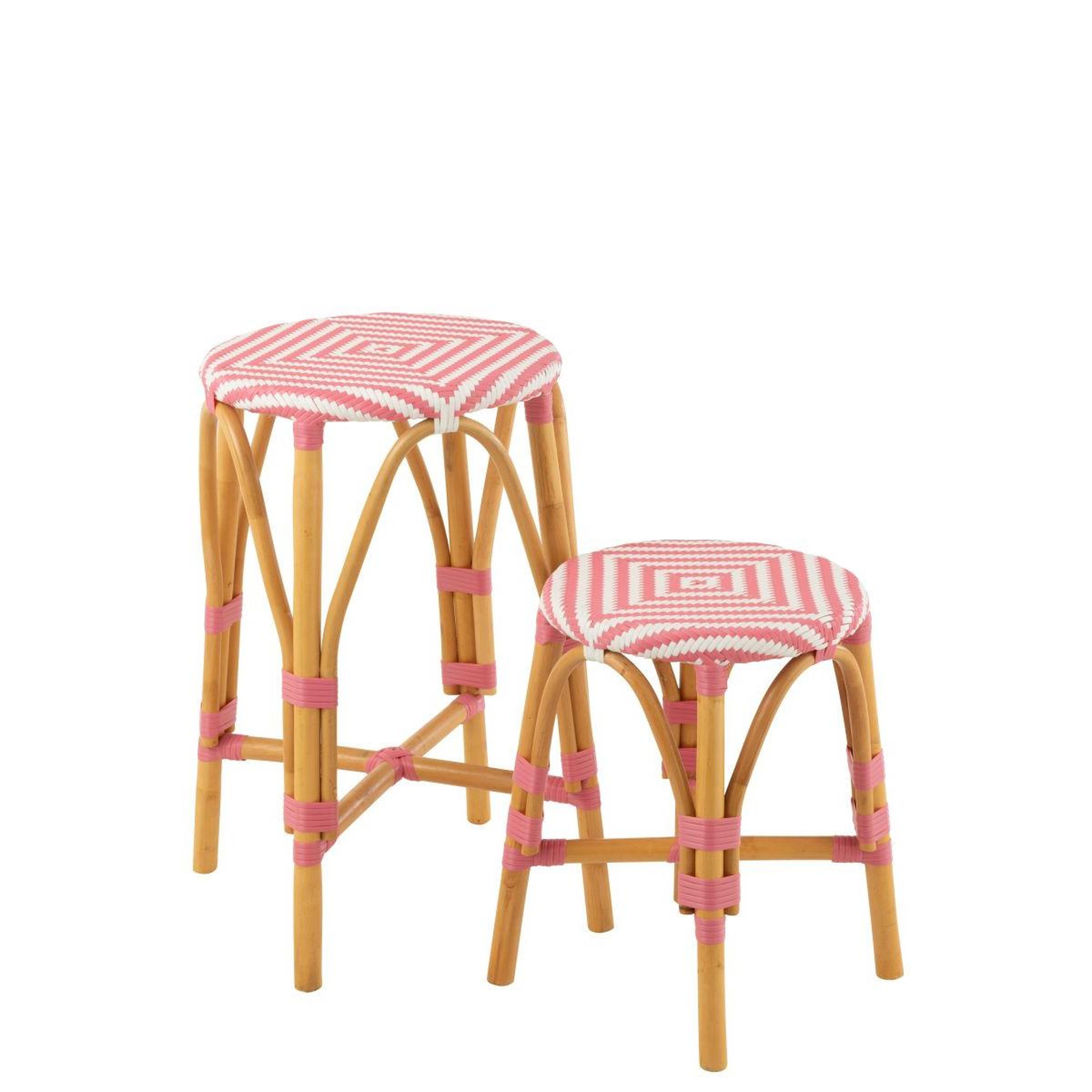Voir la diapositive 5 : J-LINE Tabouret de bar en rotin  danial  65cm rose