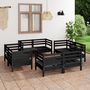 Voir la diapositive 1 : VIDAXL Salon de jardin 8 pcs Noir Bois de pin massif