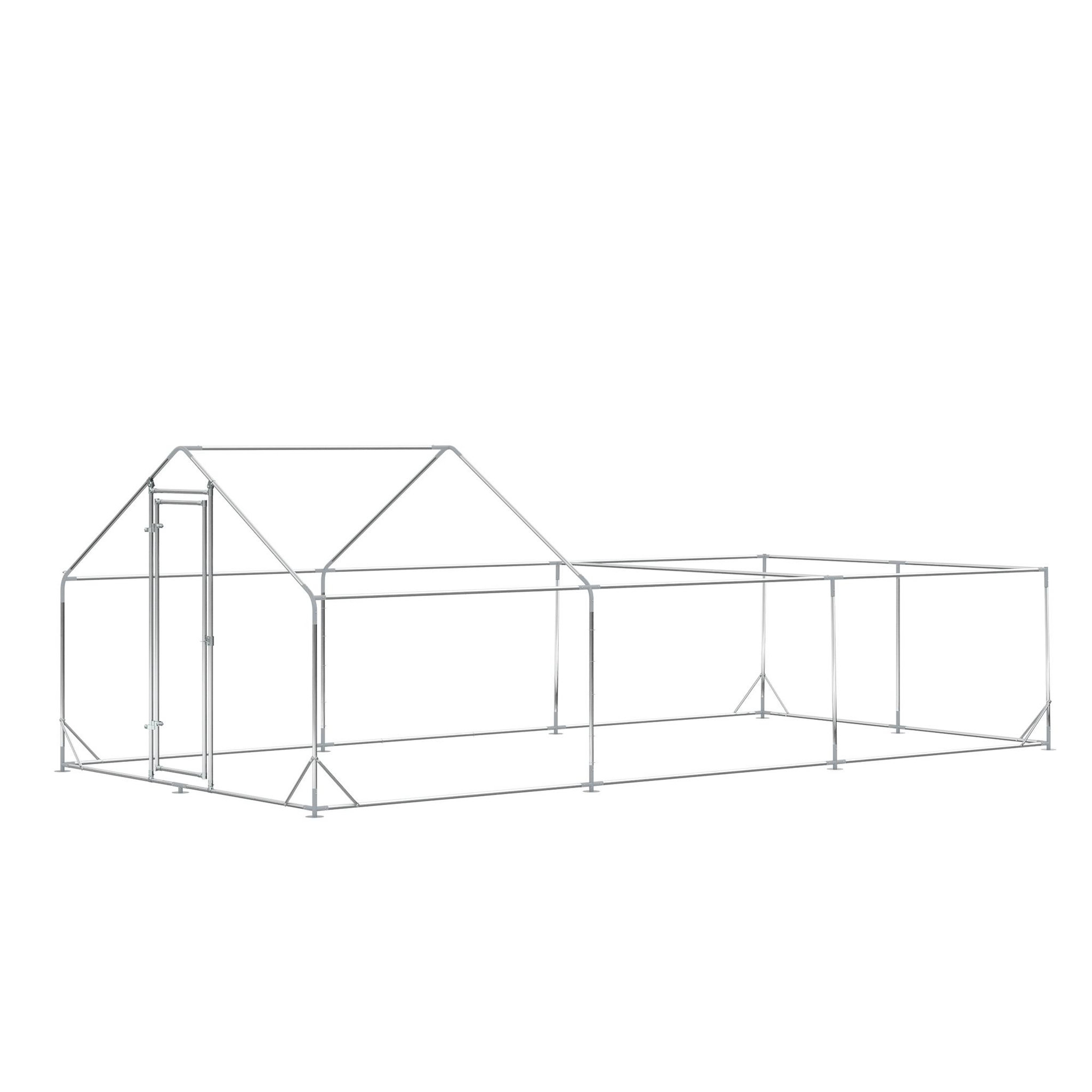 Voir la diapositive 5 : PAWHUT Enclos poulailler chenil 18 m² - parc grillagé dim 6L x 3l x 1,95H m - espace couvert - acier galvanisé