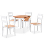 VIDAXL Ensemble de salle a manger 5 pcs MDF et hevea Blanc