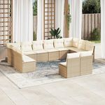 VIDAXL Salon de jardin avec coussins 12 pcs beige resine tressee
