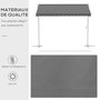 Voir la diapositive 4 : OUTSUNNY Store double pente manuel rétractable inclinaison réglable acier époxy blanc polyester imperméabilisé anti-UV gris dim. 3L x 2,95l x 2,6H m